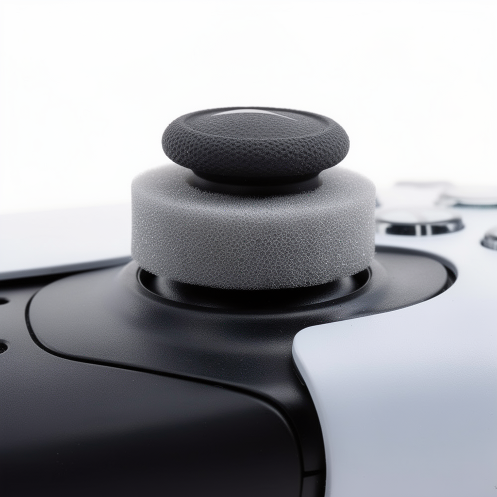 Precision ring installed on PS5 DualSense thumbstick close-up