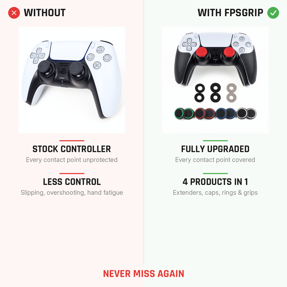 Ultimate Kit comparison showing complete controller upgrade before and after