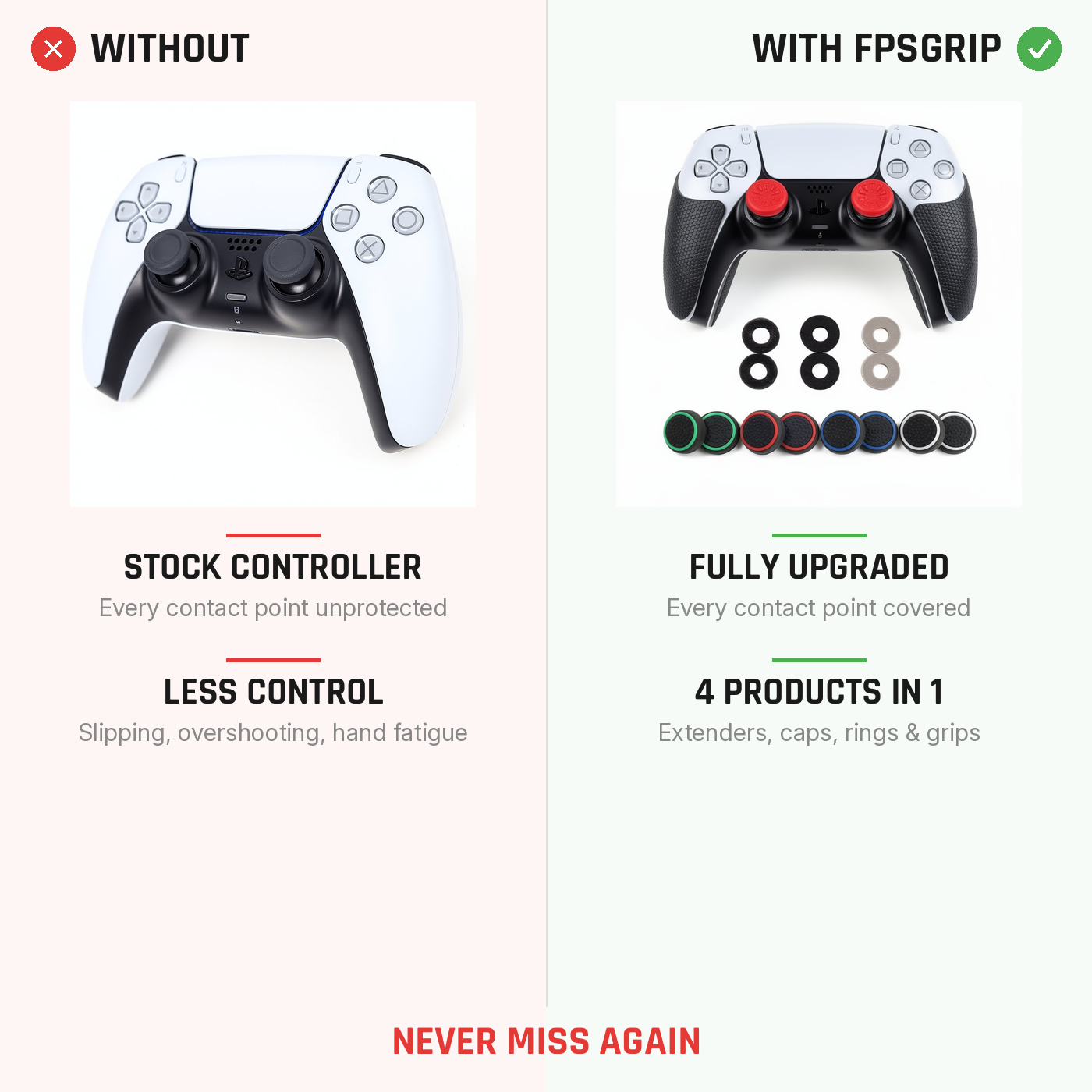 Ultimate Kit comparison showing complete controller upgrade before and after