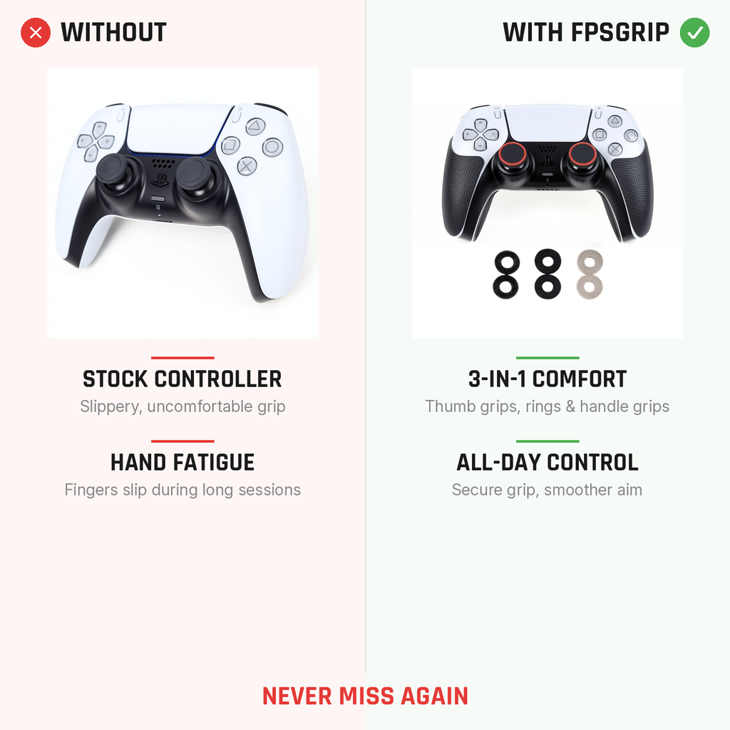 Comfort Kit comparison showing improved grip and precision before and after
