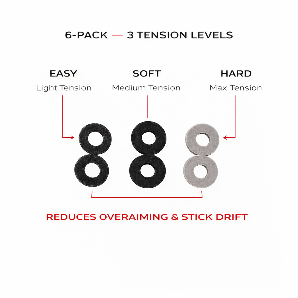 Precision Rings infographic showing 8-pack with easy soft and hard tension levels