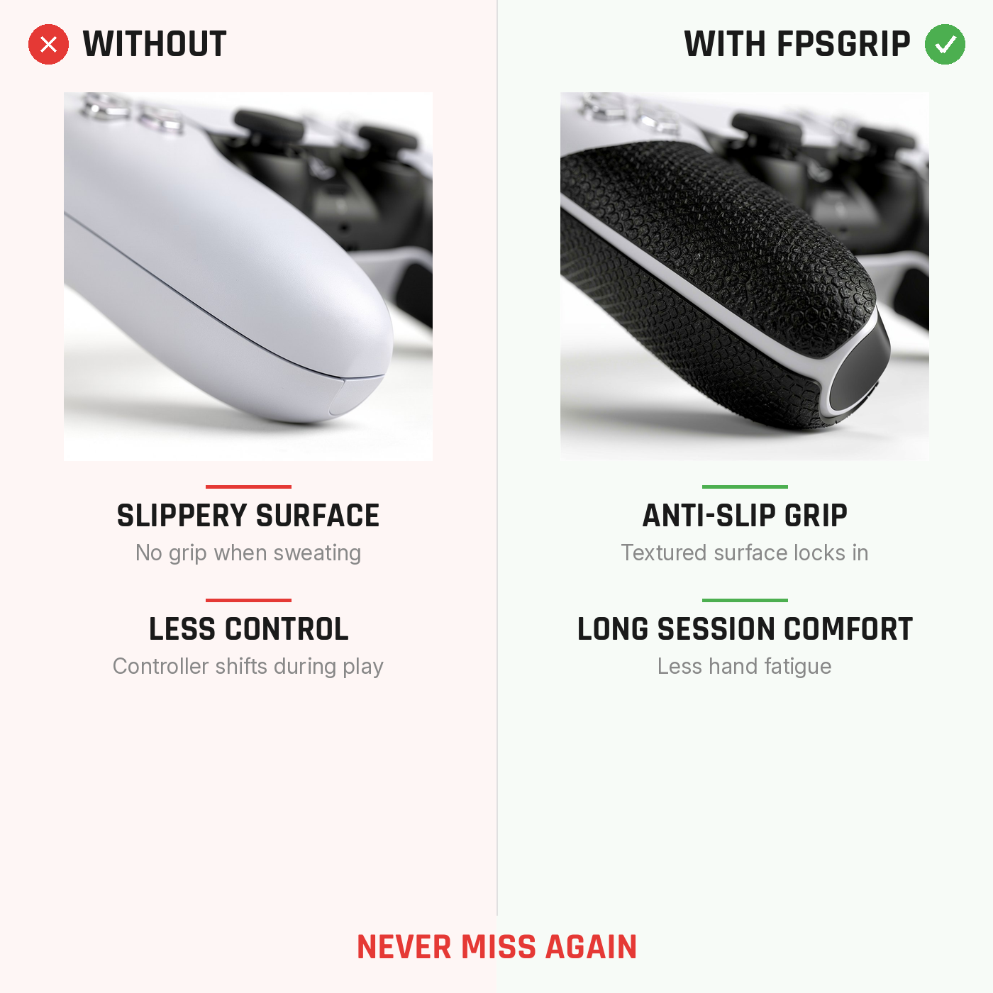 PS5 Controller Grips comparison before and after application
