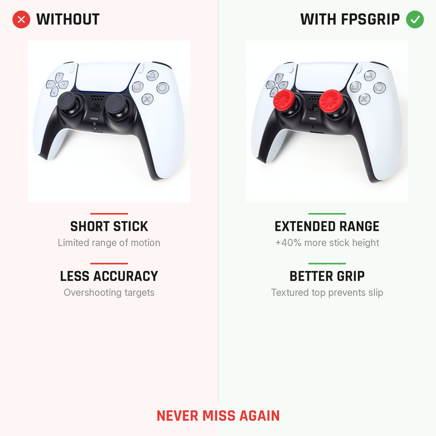 PS5 FPS Extenders comparison showing extended thumbsticks for improved aim
